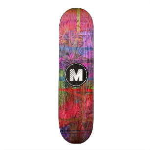 Färgrik Wood kornstrukturMonogram Skateboard Bräda 21,5 Cm