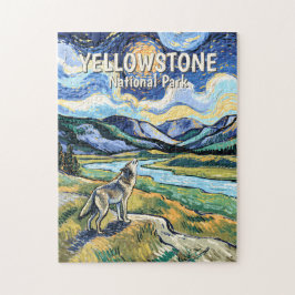 Färgrik Yellowstone National Park Varg Ylande Pussel