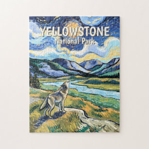 Färgrik Yellowstone National Park Varg Ylande Pussel
