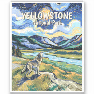 Färgrik Yellowstone National Park Varg Ylar Klistermärken