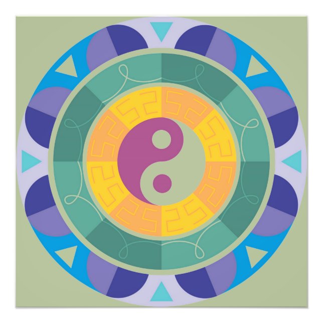 Färgrik Yin Yang-mönster Fototryck (Framsidan)