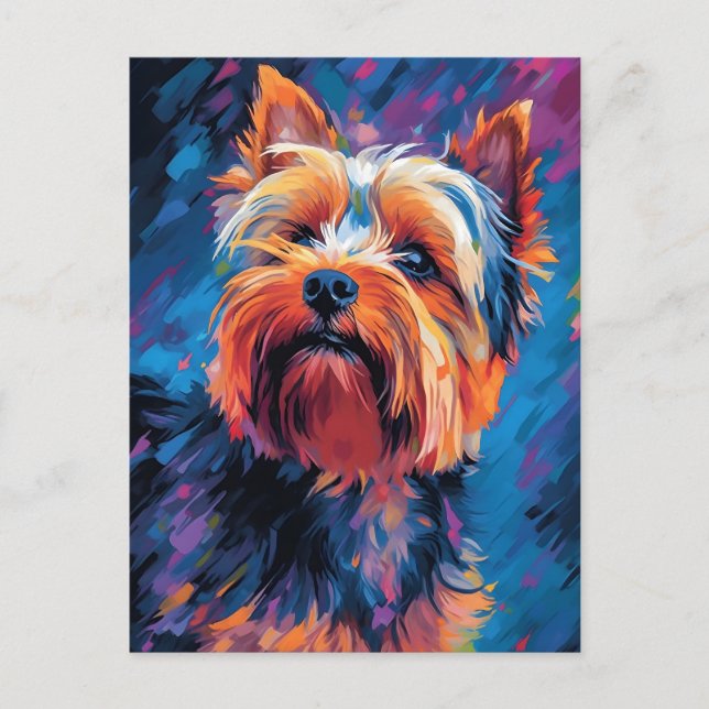 Färgrik Yorkshire Terrier Vykort (Framsida)