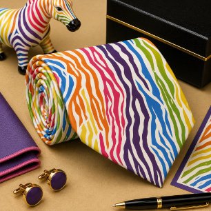 Färgrik Zebra Vilda Djur Mönster Slips