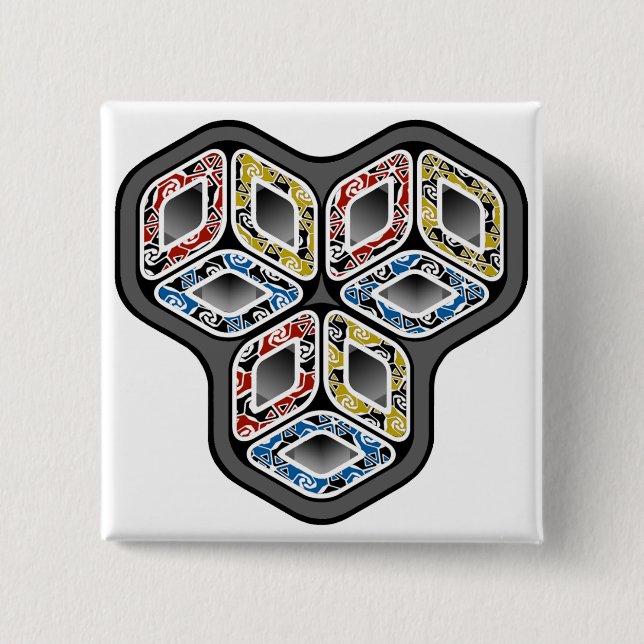 Färgrika 3-D kuber Knapp (Framsida)