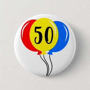Färgrika 50th födelsedagballonger knapp