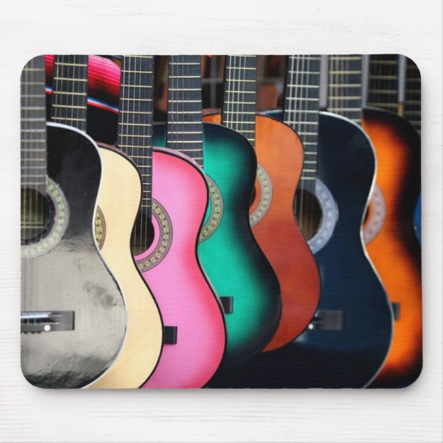 Färgrika akustiska gitarrer Mousepad Musmatta (Framsidan)