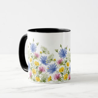 Färgrika akvarell vilda blommor mugg