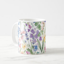 Färgrika akvarellblommor kaffemugg
