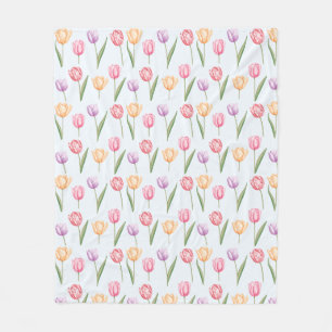 Färgrika akvarelltulpaner Blommönster Fleecefilt