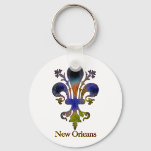 Färgrika antika New Orleans Fleur de lis Nyckelring