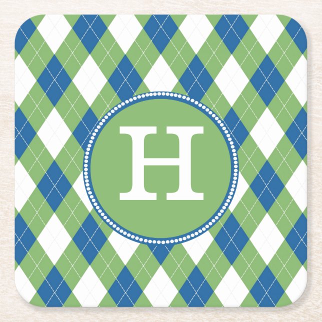 Färgrika Argyle och beställnings- Underlägg Papper Kvadrat (Framsidan)