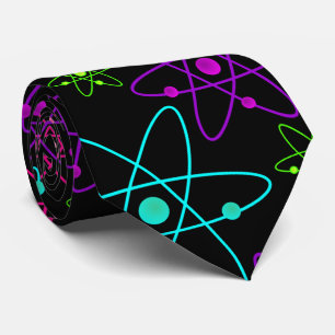 Färgrika Atoms på svart Slips