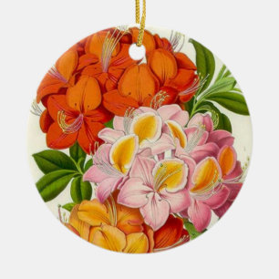 Färgrika Azaleas i rosor, orange och guld Julgransprydnad Keramik