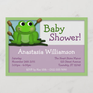 Färgrika baby showerinbjudningar för gullig Froggy Inbjudningar