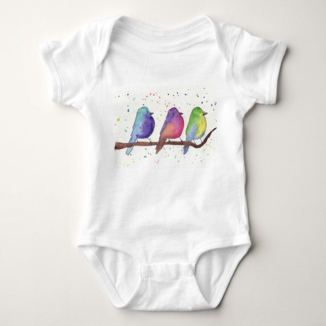 Färgrika babyfåglar t shirt (Framsida)