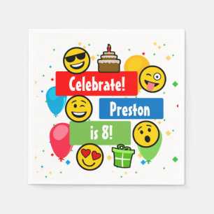Färgrika beställnings- Emoji födelsedagsfestung Pappersservett