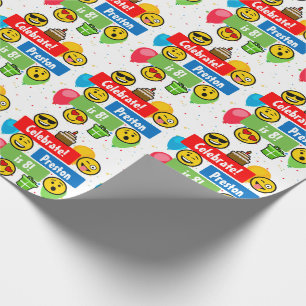 Färgrika beställnings- Emoji födelsedagsfestung Presentpapper