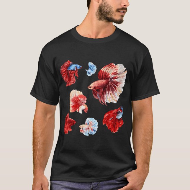 Färgrika Betta-fiskar T Shirt (Framsida)