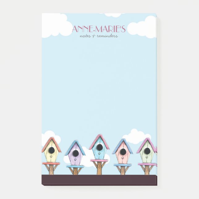 Färgrika Birdhouses noterar & påminnelser Post-it Block (Framsida)