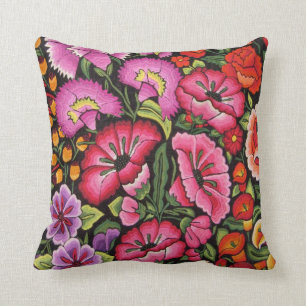 färgrika blommor, mexikansk stil kudde