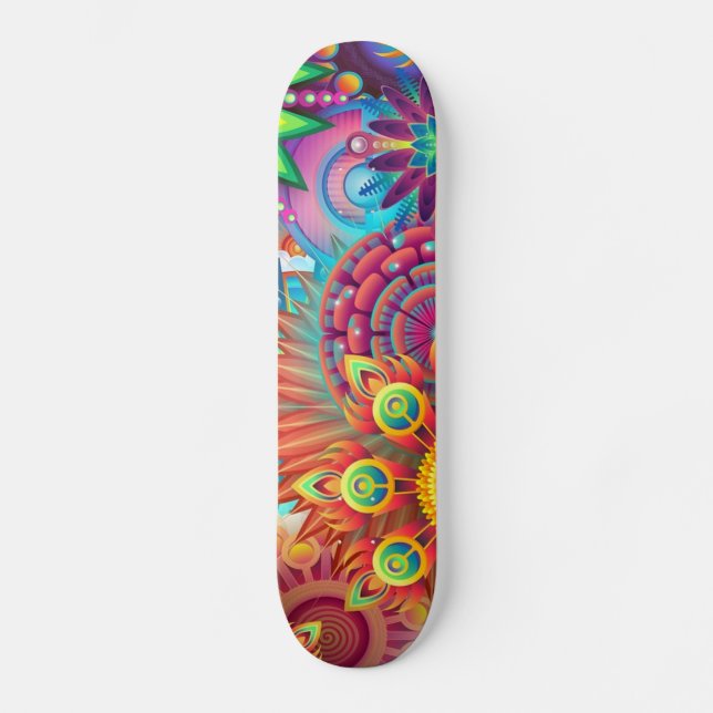Färgrika blommor mini skateboard bräda 18,7 cm (Framsida)