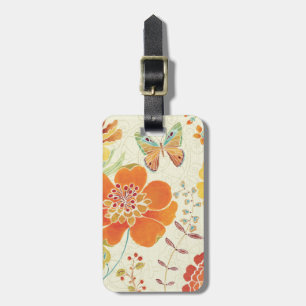 Färgrika blommor och fjärilar bagagebricka