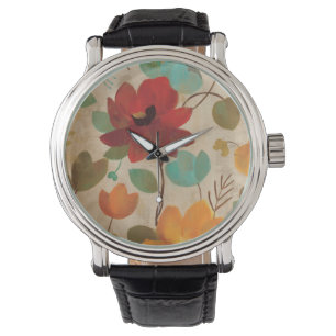 Färgrika blommor och knoppar armbandsur