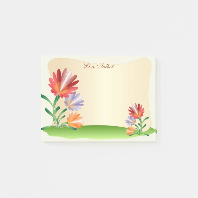 Färgrika blommor postar det noterar post-it block (Framsida)