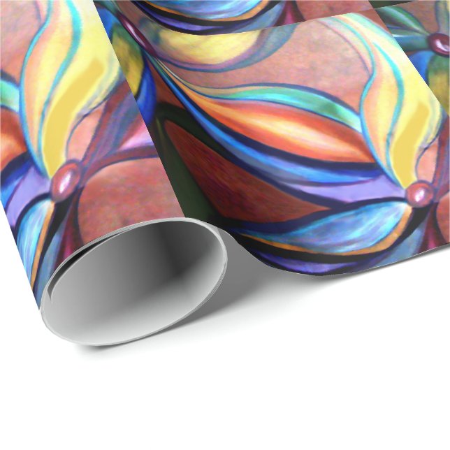 Färgrika blommor presentpapper (Rullad Hörn)