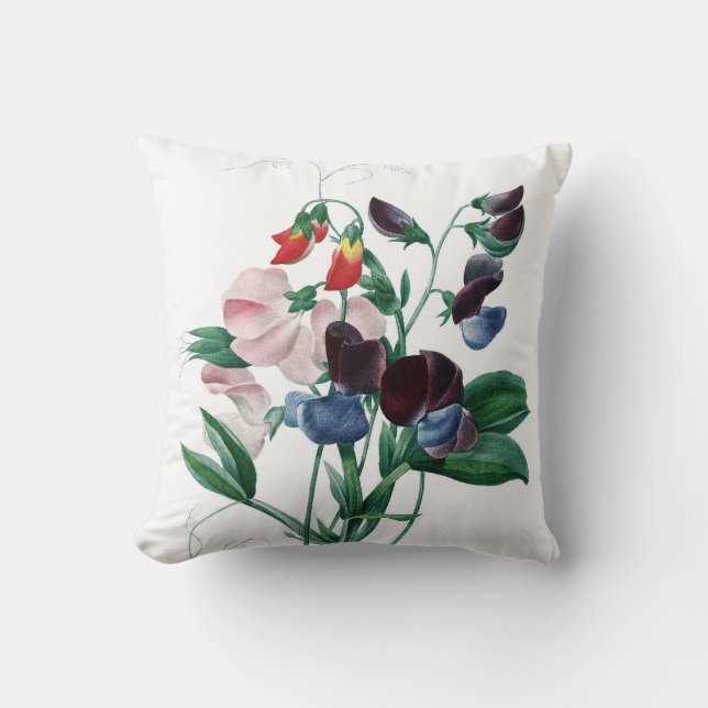 Färgrika blommor Redoute för söt ärta Kudde (Framsida)