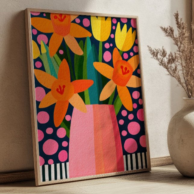 Färgrika blommor vas elegant blomsterkonst poster (Skapare uppladdad)