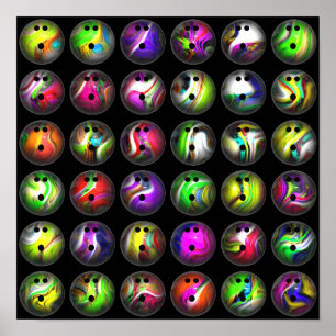 Färgrika bowlingklot poster