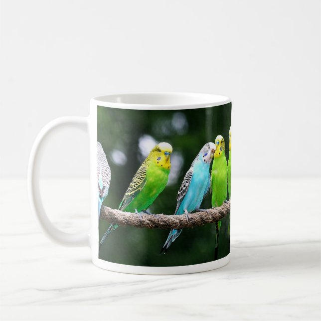 Färgrika Budgies Kaffemugg (Vänster)