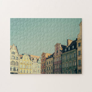Färgrika byggnader i Wroclaw, Polen Pussel
