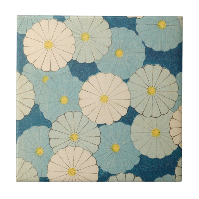 Färgrika Chrysanthemumblommor Kakelplatta (Framsidan)