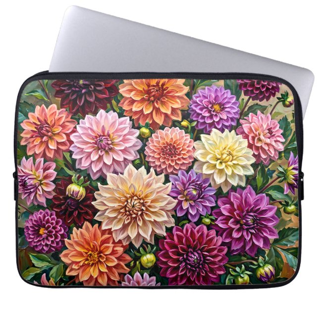 Färgrika Dahlia Blommor Laptop Fodral (Framsidan)