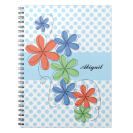 Färgrika daisy, blåttpolka dots, personlig anteckningsbok