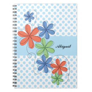 Färgrika daisy, blåttpolka dots, personlig anteckningsbok