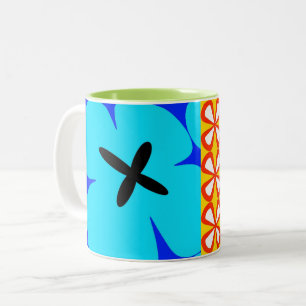 färgrika djärva grafiska blom- CaféOlé 11oz. m Två-Tonad Mugg