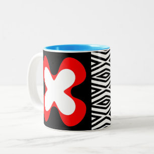 färgrika djärva grafiska blom- CaféOlé 11oz. m Två-Tonad Mugg