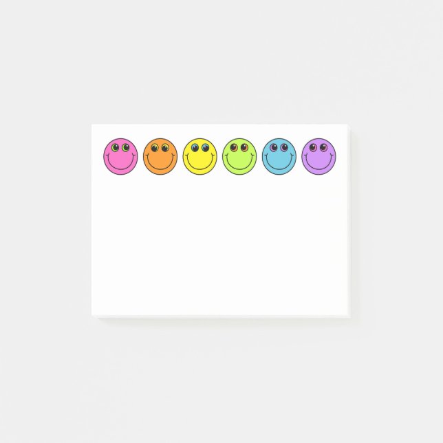 Färgrika Emoji ansikten Post-it Block (Framsida)