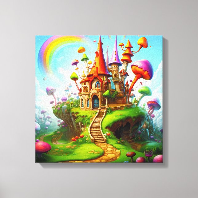Färgrika fantasyland canvastryck (Framsida)