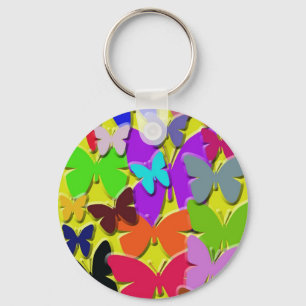 Färgrika fjärilar grundläggande Keychain Nyckelring