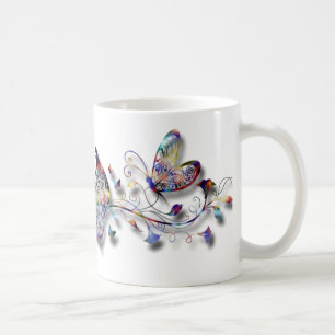 Färgrika fjärilar kaffemugg