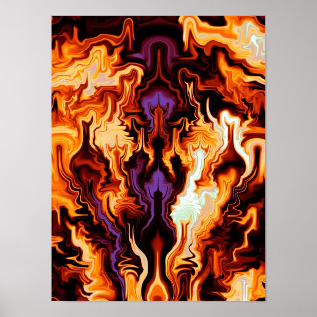 Färgrika Flammor Fraktal Poster (Framsidan)