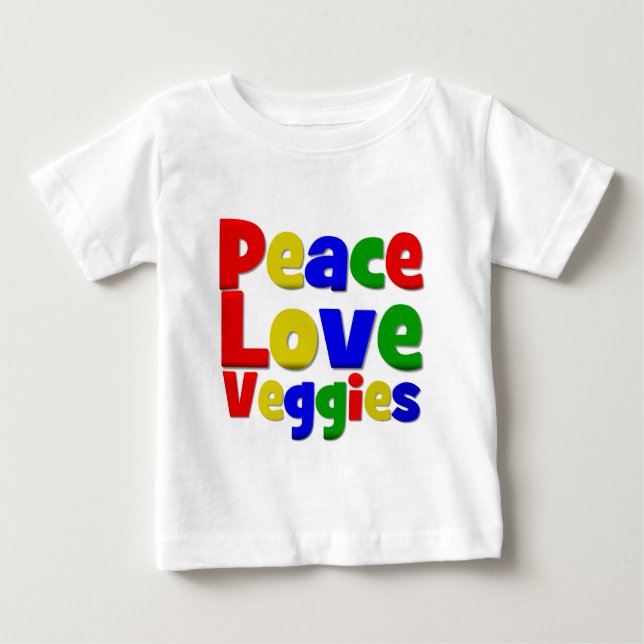 Färgrika fredkärlekVeggies Tee Shirt (Framsida)