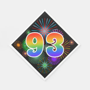 Färgrika fyrverkerier + Regnbågemönster "93" Pappersservett