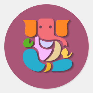 Färgrika Ganesha Runt Klistermärke