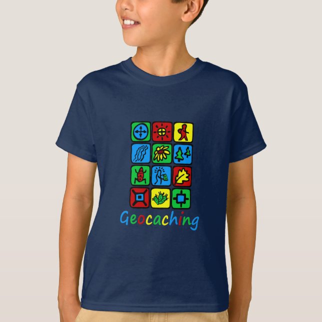 Färgrika Geocaching T-shirt (Framsida)