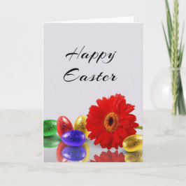 Färgrika glad påskägg med gerberaen helgkort